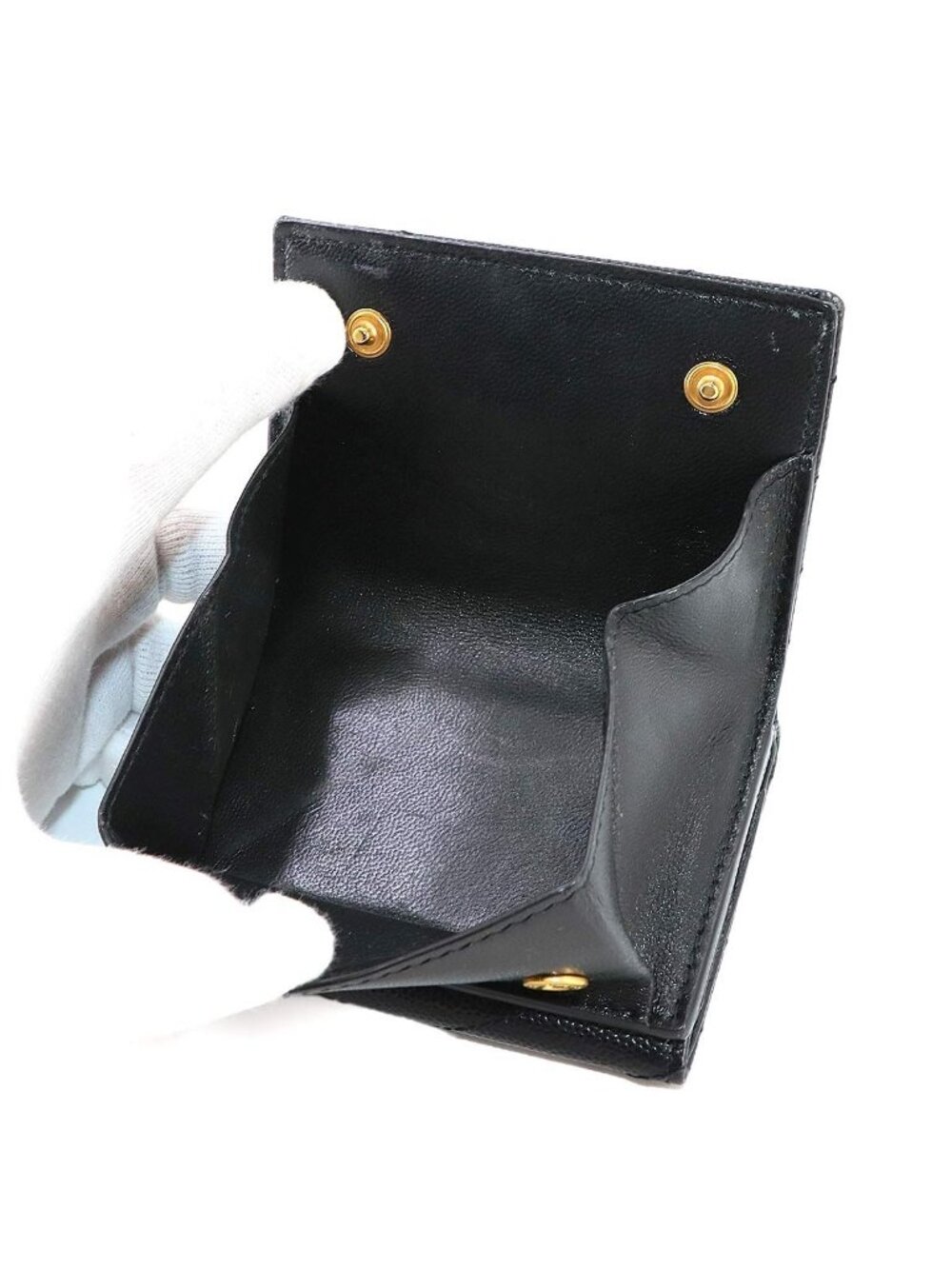 Saint Laurent Cassandra Origami Tiny Wallet Trifold Leather Black - Picture 8 of 8